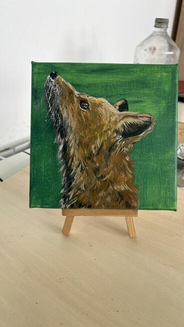 Obraz olejny ręcznie malowany „Lisek” 15x15 cm