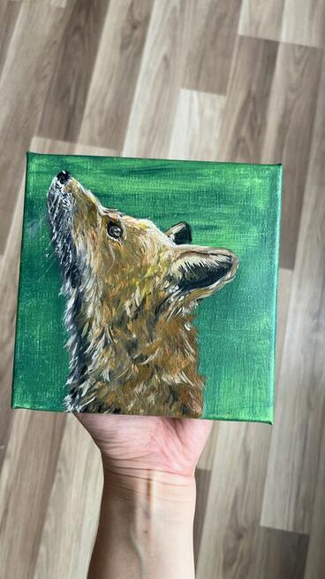 Obraz olejny ręcznie malowany „Lisek” 15x15 cm