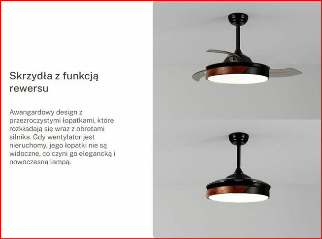 Wiatrak sufitowy z oświetleniem.