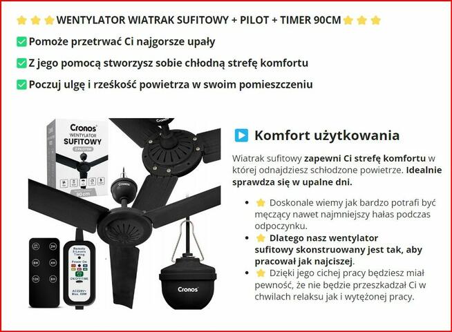 Wiatrak sufitowy z oświetleniem.