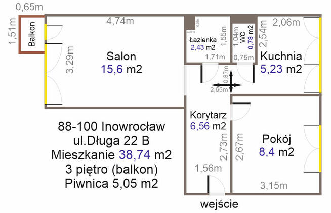 Inowrocław Bezpośrednio Mieszkanie 39m, 2 pokoje Piastowskie