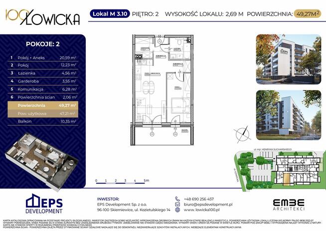 Mieszkanie z balkonem 47 m² - 2 pokoje Skierniewice Widok