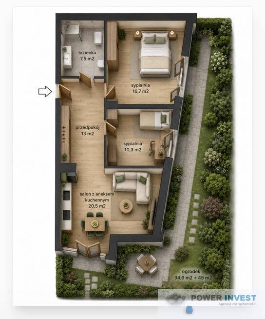 Ogródek 80m2 | 3stronna ekspozycja | 0 prowizji
