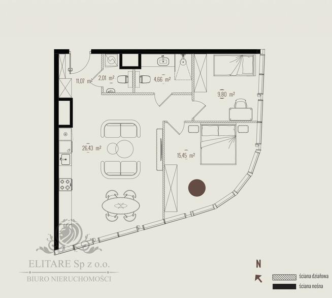 Apartament 69,42m2, 3 pokojowe z widokiem/Sikorskiego Wrocław