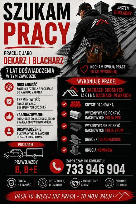 Szukam pracy dekarz blacharz