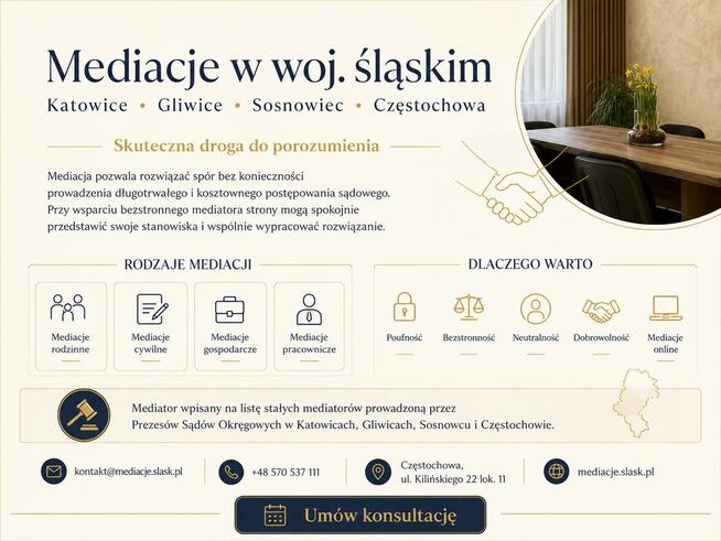 Mediacje w woj. śląskim | Katowice, Gliwice, Sosnowiec