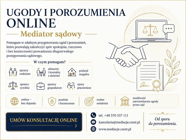 Ugody i porozumienia online | Mediator sądowy | Zdalnie