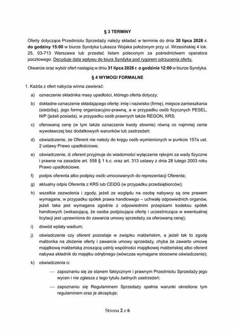 Syndyk sprzeda lokal niemieszkalny w Siedlcach