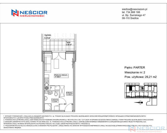 Mieszkanie w stanie deweloperskim 26,21 m2