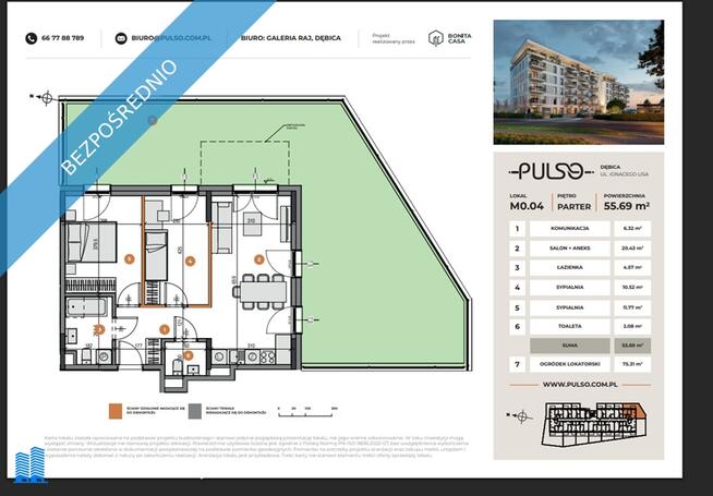55,69 m² | 3 pokoje | ogródek 75,31 m² | bezpośrednio od dewelopera