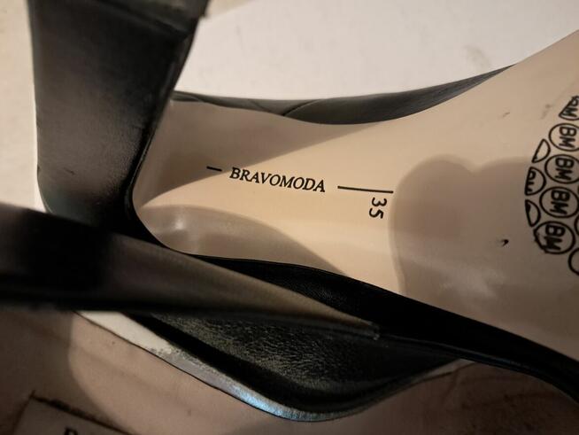 Buty damskie – skórzane czółenka czarne „BRAVOMODA”