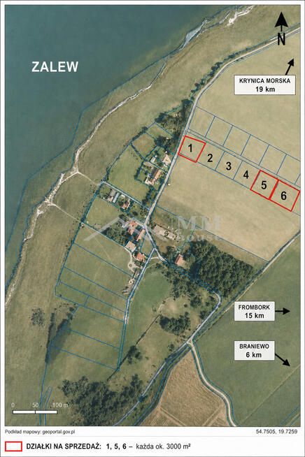 Działki 3000 m² nad Zalewem Wiślanym .