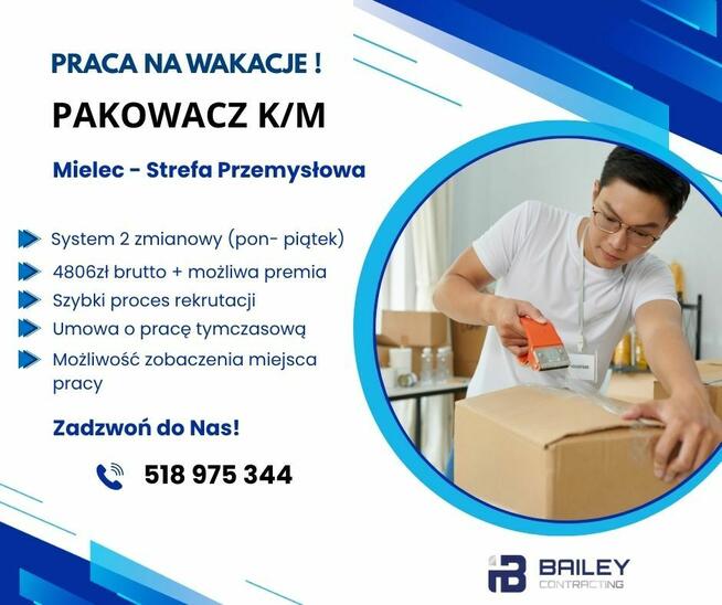 Praca na na wakacje - Pakowacz k/m