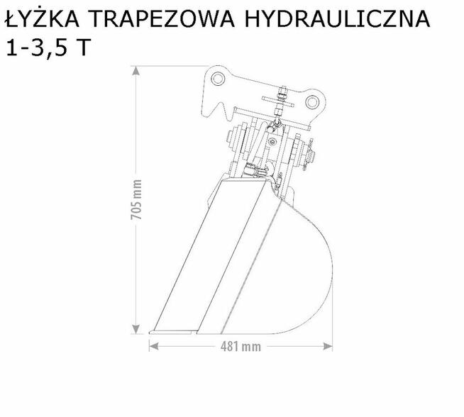 łyżka trapezowa profilująca do koparki hydrauliczna 1 - 18 T