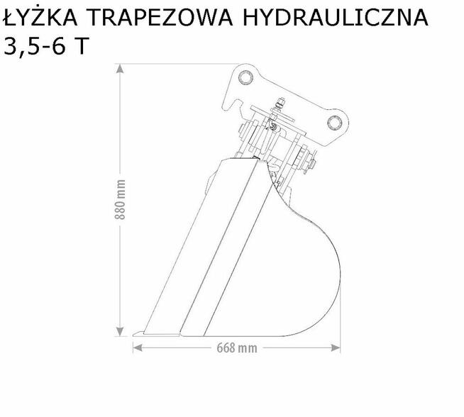 łyżka trapezowa profilująca do koparki hydrauliczna 1 - 18 T