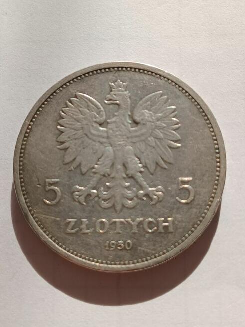 Srebrna moneta 5 zł z 1930r. Sztandar. Piękna I rzadka