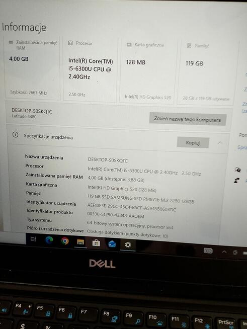 Laptop Dell Latitude 5480 - i5-6300U - SSD - FHD - Dotyk