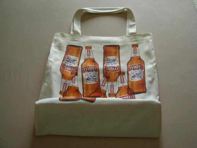 Duża bawełniana torba plażowa, piknikowa Żywiec typu shopper