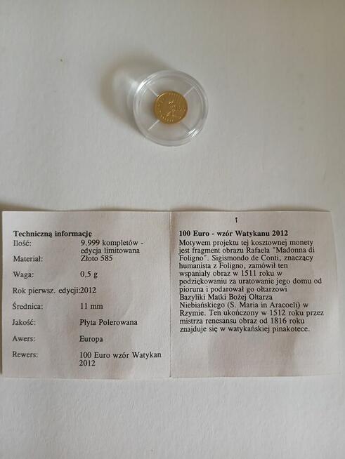 60. Złote 100 euro wzór Watykanu
