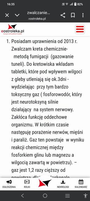 zwalczanie kreta b. wysoka skuteczność