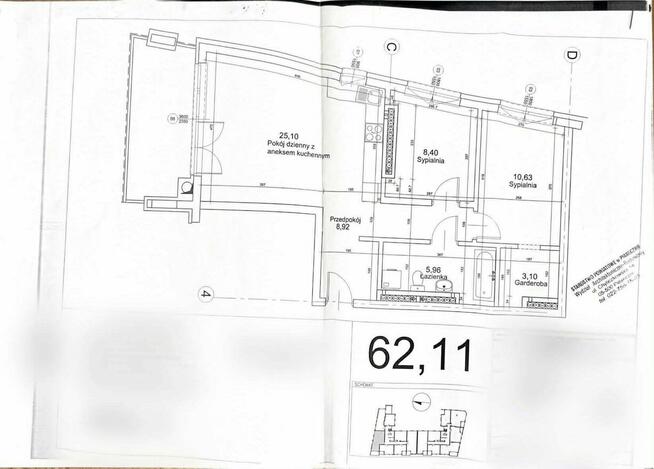 3-pokoje 62,11 m² z garażem i dużym balkonem, Piaseczno