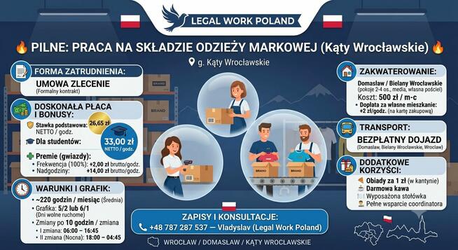 PRACA NA MAGAZYNIE ODZIEŻY MARKOWEJ: Umowa zlecenie