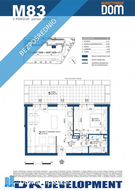 Mieszkanie 48,89 m2 taras 25,06 m2 widok na zieleń, 10 min do CENTRUM