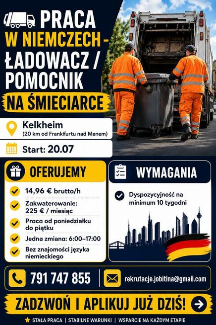 ŁADOWACZ / POMOCNIK NA ŚMIECIARCE, Niemcy okl. Frankfurtu