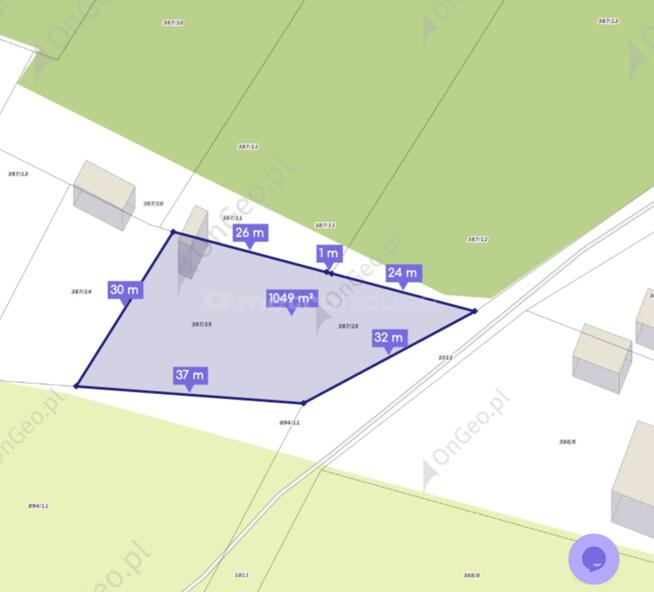 Działka budowlana 1056 m² przy lesie - Ujejsce