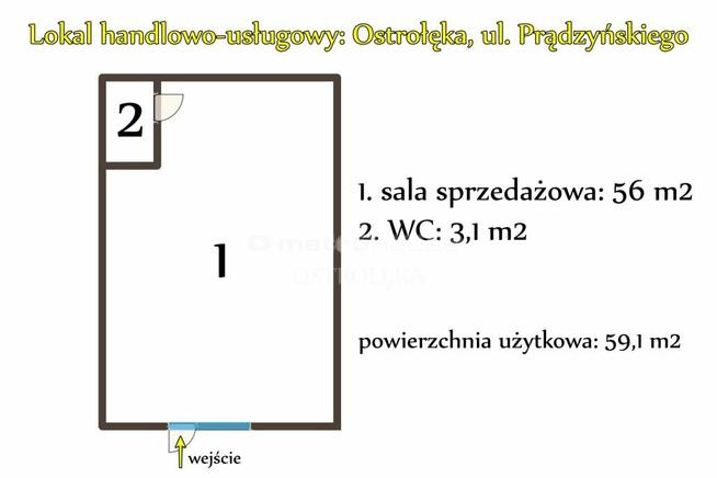 Ostrołęka: lokal 59,1 m2, parter, duży ruch