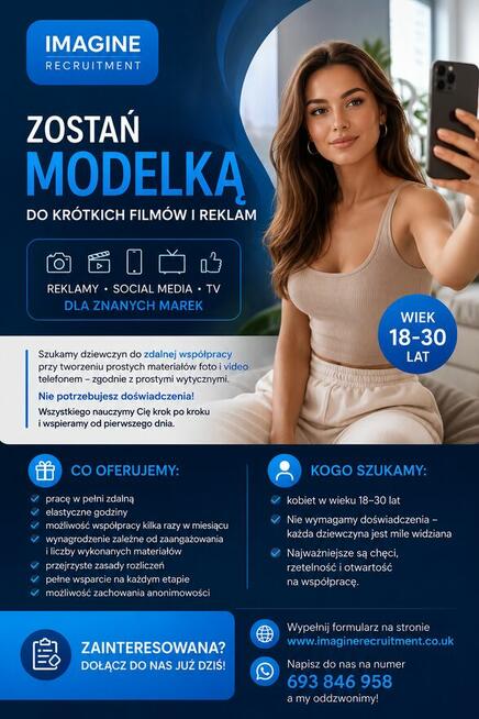 Modelka do reklam i krótkich filmów promocyjnych