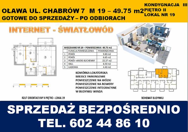 Mieszkanie Oława 3 pokoje-II piętro-49.75 m2-balkon-winda