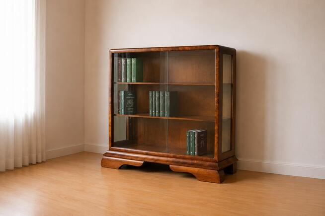 Witrynka Biblioteczka Komoda Art Deco – orzech, fazowane szy
