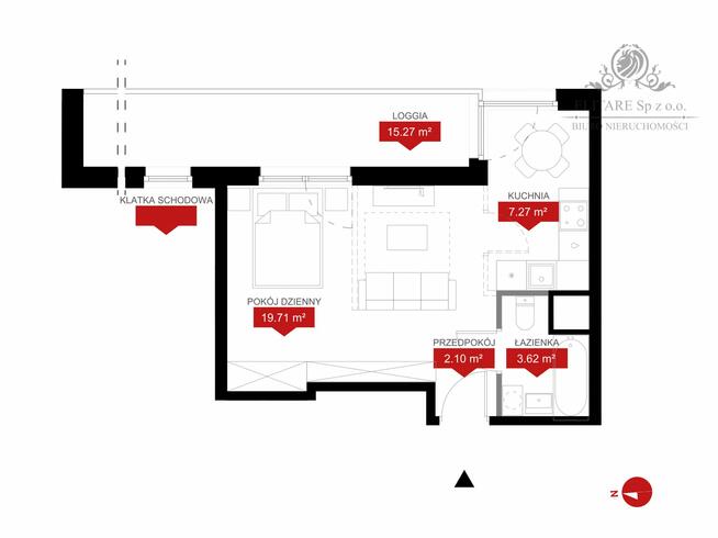 Mieszkanie 1pok. o pow 32,70m2 z loggią 15,27m2/ Reymonta Wrocław