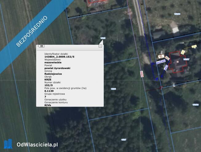 Działka Krze Duże 1139 m2 - w MPZP na cele zabudowy mieszkaniowej
