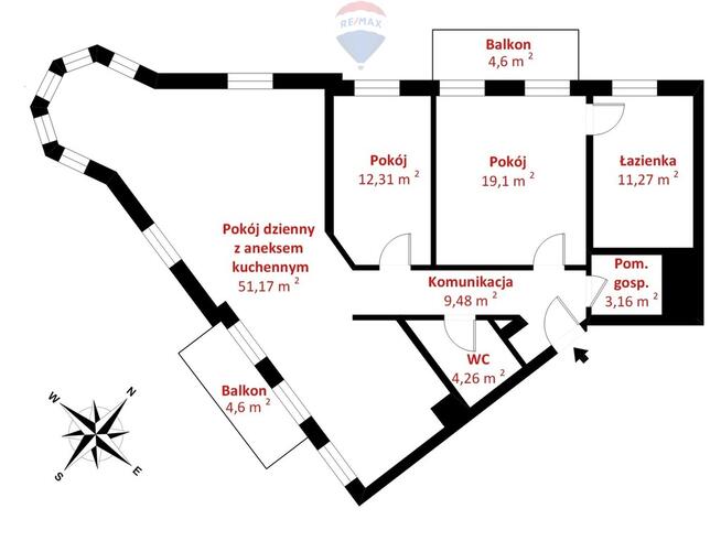 Apartament w "Żelazku", dwa balkony, m.postojowe