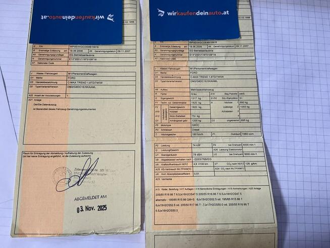 Ford C-Max Symboliczny przebieg, isofix, drugie koła, klimatyzacja mrozi, import