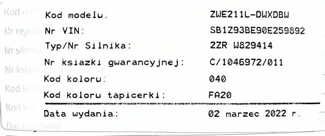 Toyota Corolla 22r Salon Polska HYBRID Gwaran Hybrid 1,8 rozrząd na łańcuch