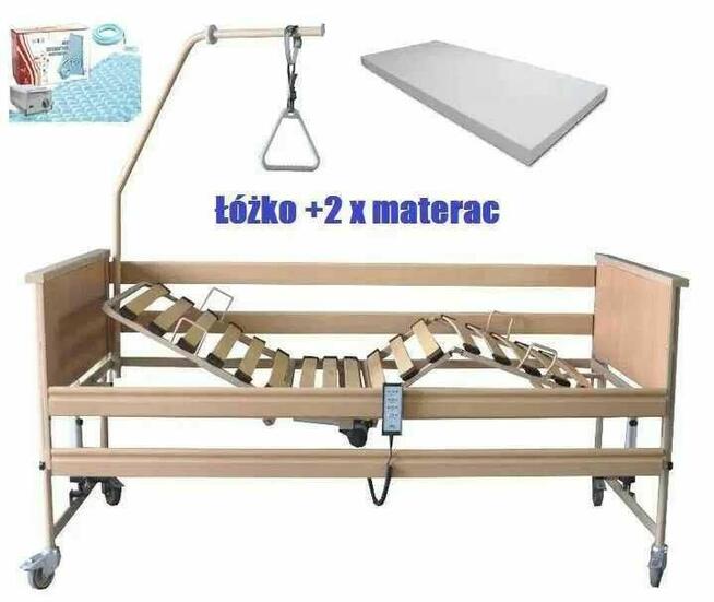Kompletne łóżko rehabilitacyjne elektryczne + 2 nowe materace