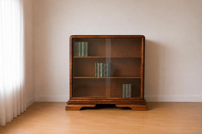 Witrynka Biblioteczka Komoda Art Deco – orzech, fazowane szy