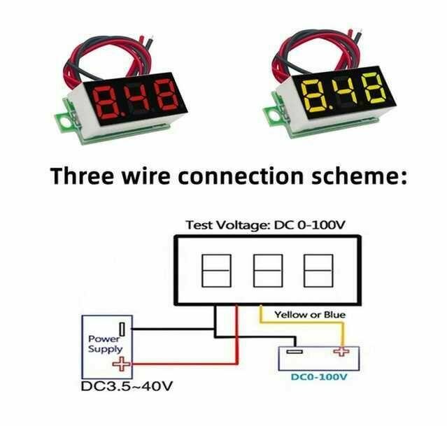 15szt. Woltomierz LED DC 0-100V zolty
