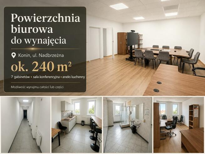 Biuro 240 m² – Konin, ul. Nadbrzeżna | 7 gabinetów | umeblow
