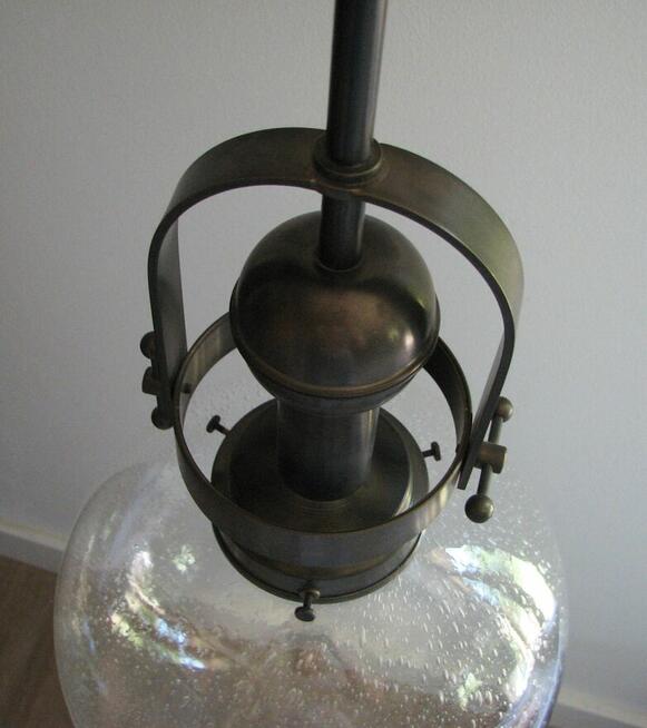 Oryginalna lampa sufitowa żyrandol mosiądz patynowany szklan
