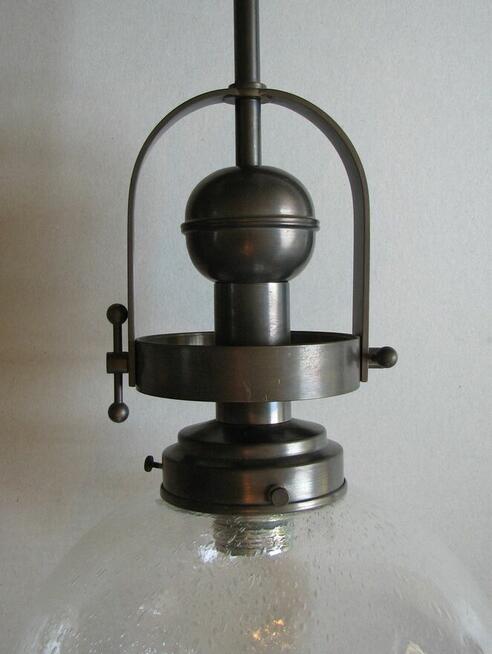 Oryginalna lampa sufitowa żyrandol mosiądz patynowany szklan