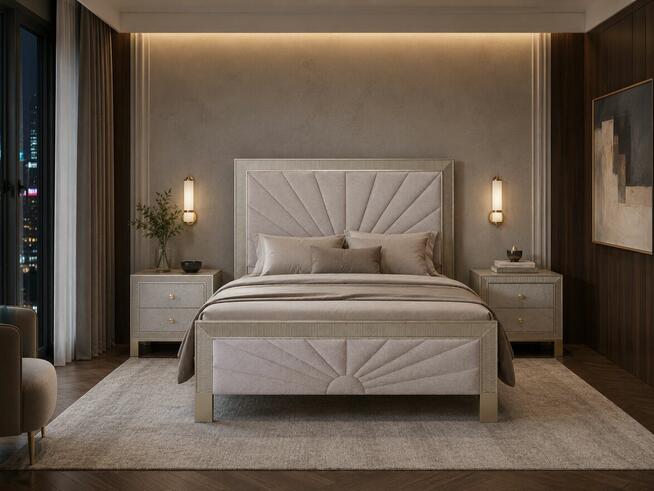 Zestaw sypialniany glamour łóżko 160x200 + 2 szafki FV VAT