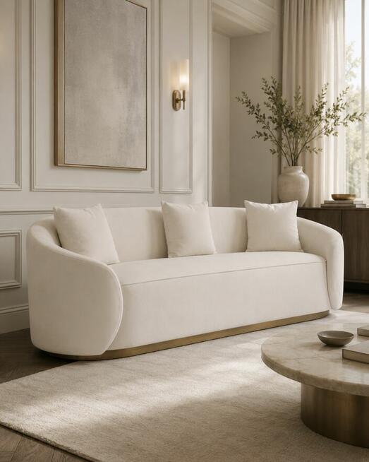 Sofa Nua N19-2 welurowa biała złota podstawa dostawa
