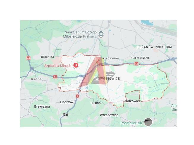 Działka przemysłowa Kraków Podgórze, Swoszowice, Myślenicka