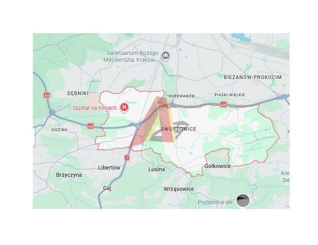 Działka przemysłowa Kraków Podgórze, Swoszowice, Myślenicka