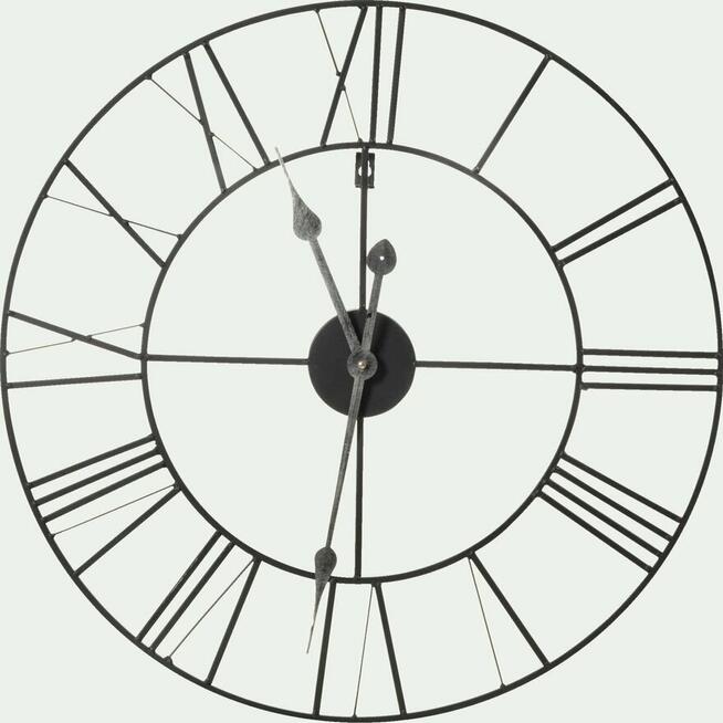 Zegar ścienny metalowy rzymski czarny retro 80 cm