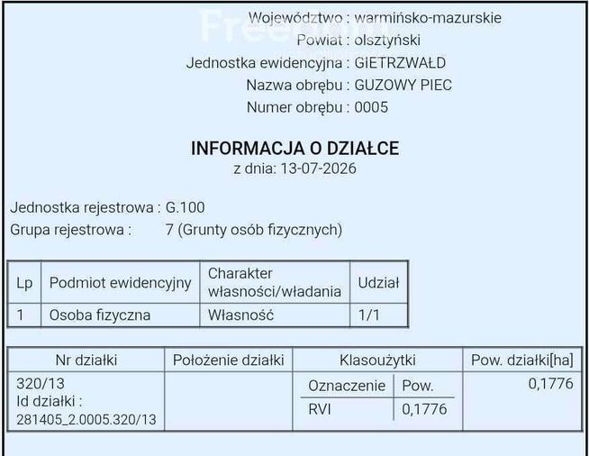 Działka na sprzedaż, Guzowy Piec, jezioro, 1777 m2